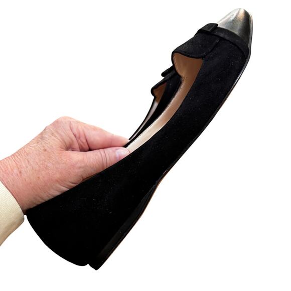 Nine West Saxiphone black flats leather & suede slip on shoes career casual 10M - Picture 3 of 11